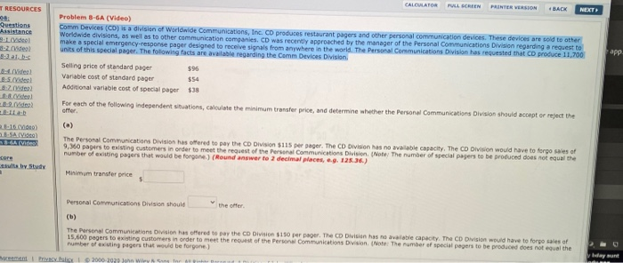  CALCULATOR FULL SCREEN PRINTER VERSION BACK NEXT TRESOURCES 08: Questions Assistance