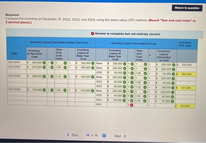 inputs Exercise 8-27 (Algo) Dollar-value LIFO (LO8-8] Mercury Company has only one