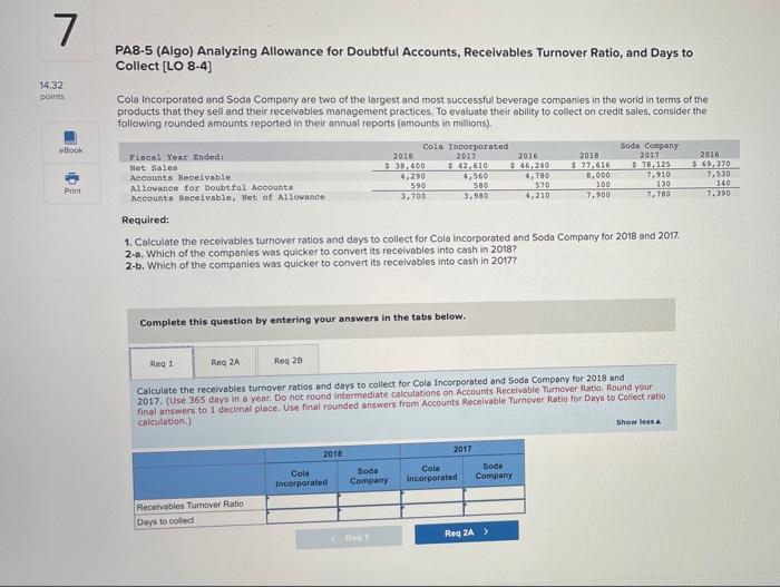 how do you solve this problem ? 7 14.32 points PA8-5 (Algo)
