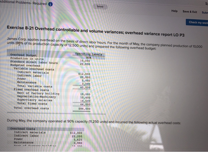  dditional Problems- Required Help Save & Exit Subn Check my worlk