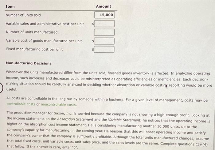 Absorption Costing Income Statement For the Year Ended December 31 Sales $1,200,000