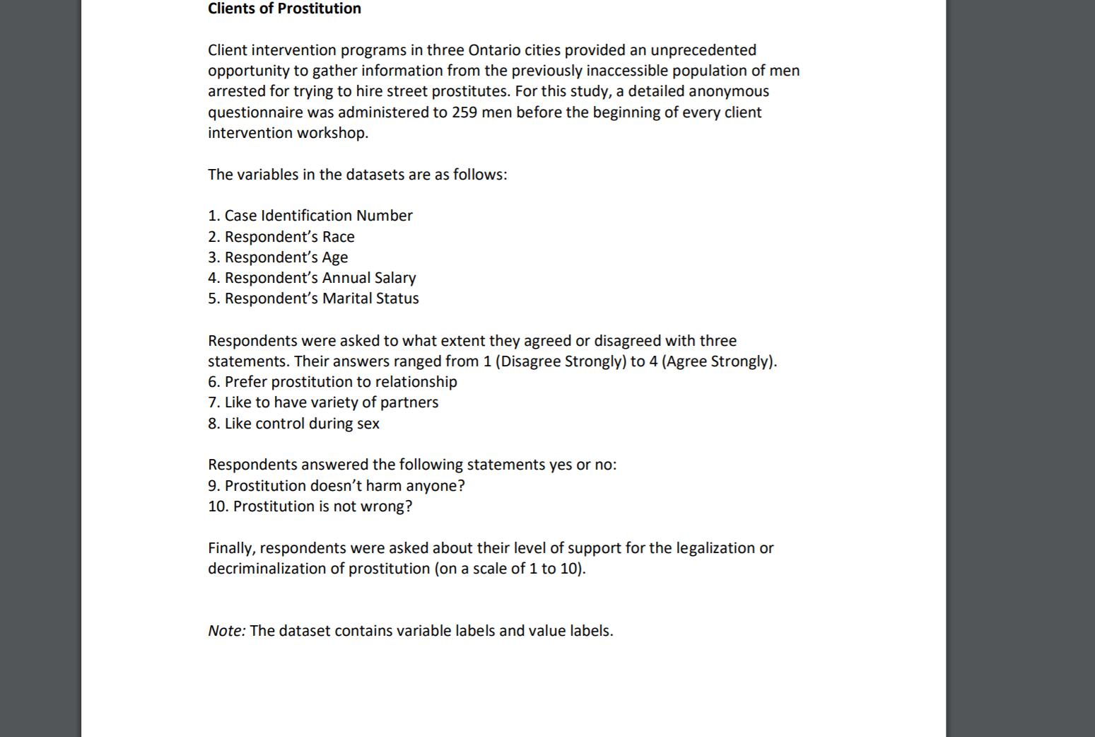 or not people are married influence their overall attitude toward prostitution? Data