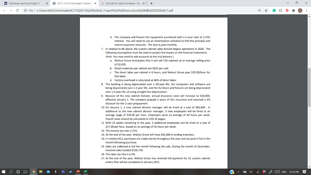 3 Instruct X G formula for vertical analysis - GoX + c