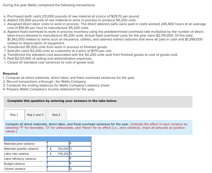 manufactures only one product and uses a standard cost system. The company