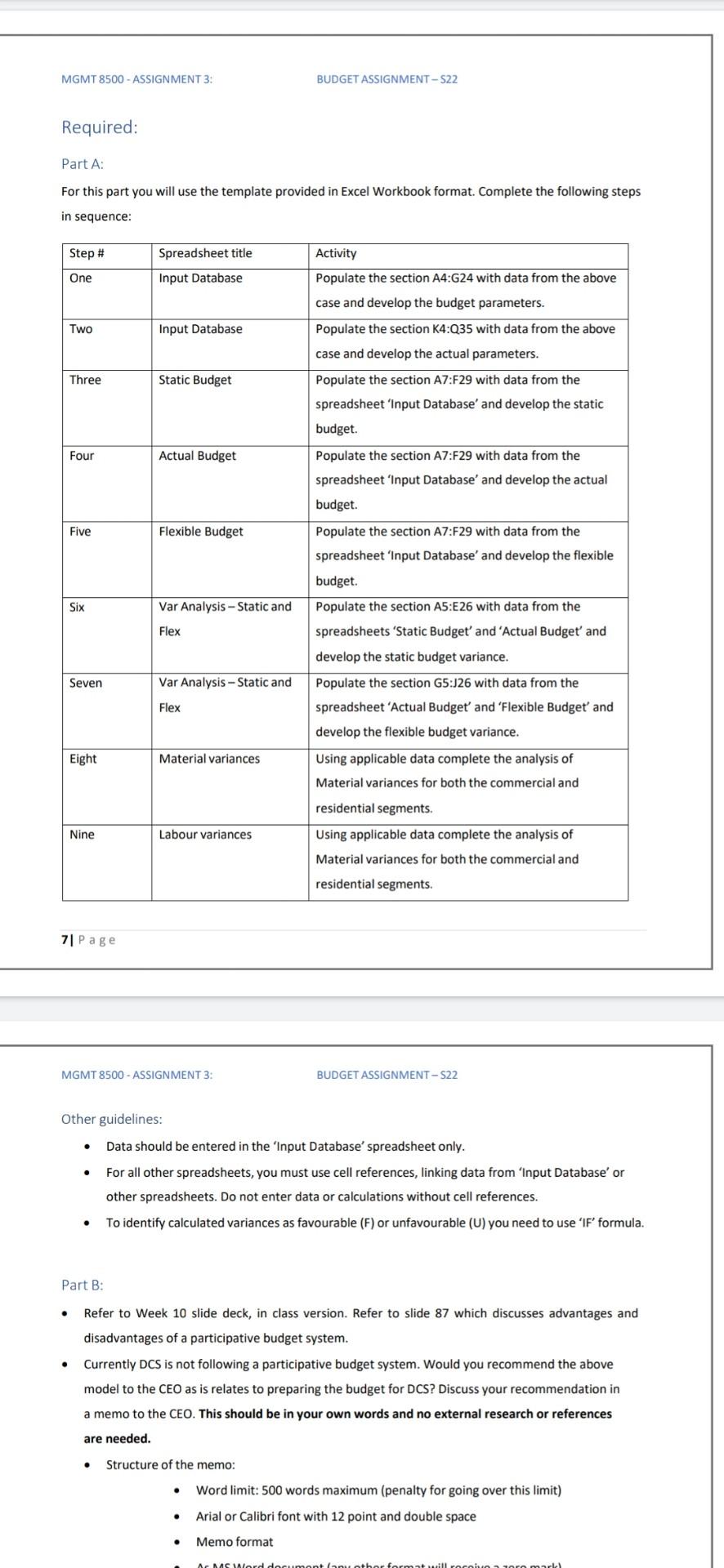 Flexible budget variance - Variance analysis You will also write a memo