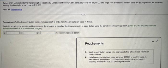 $82,000 in monthly sales. Is franchising a good idea for Lo if