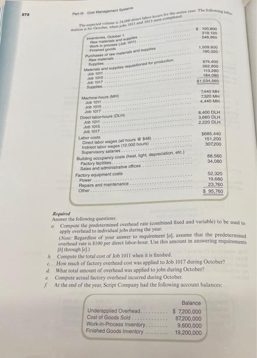 uses a job costing accounting system for its production costs. A predeter-
