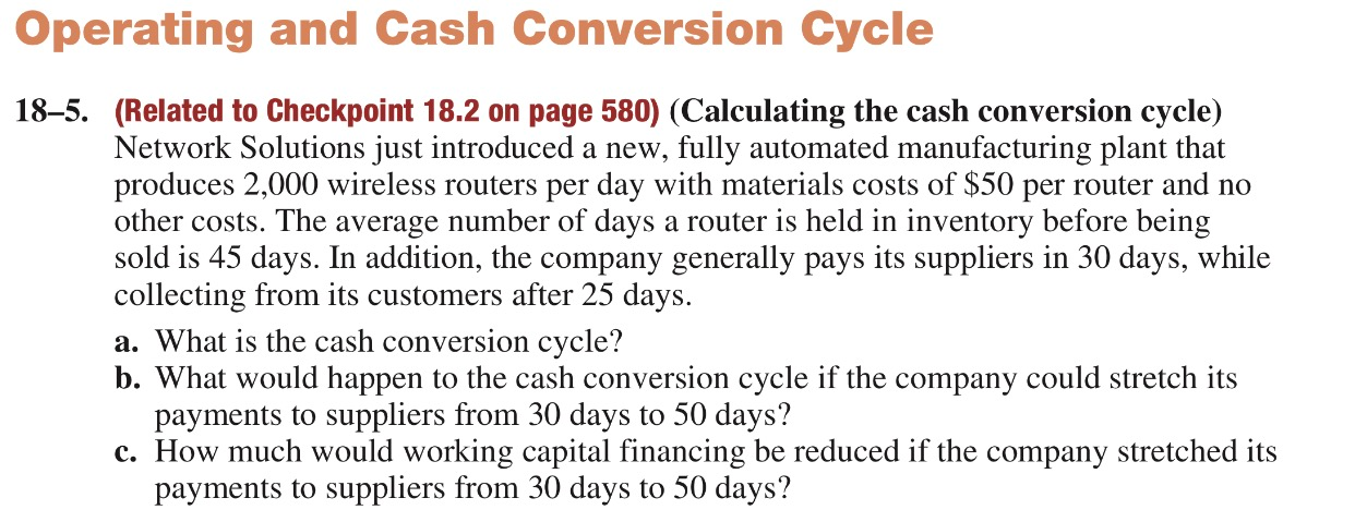 Operating and Cash Conversion Cycle 185. (Related to Checkpoint 18.2 on