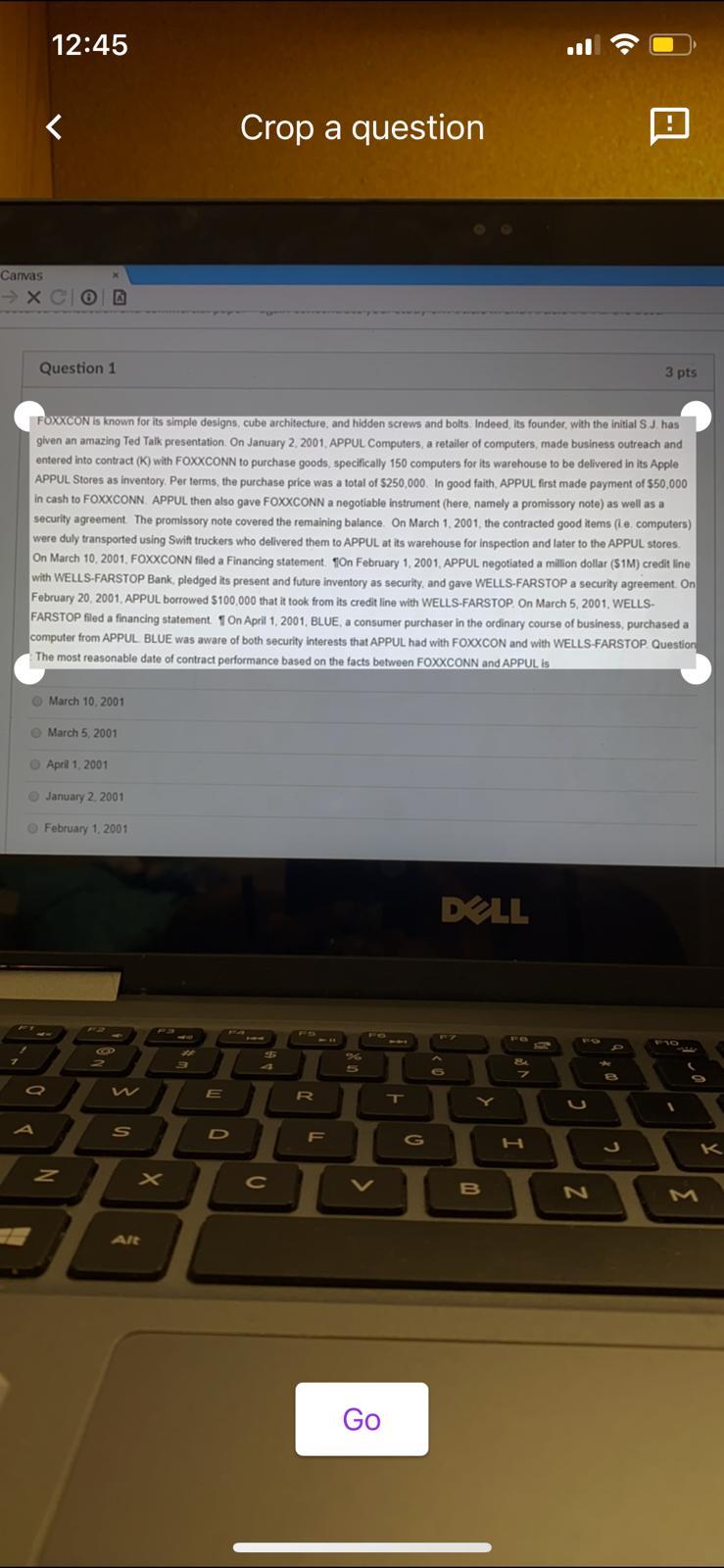  12:45 :)) ! Crop a question Canvas Xc Question 1 3