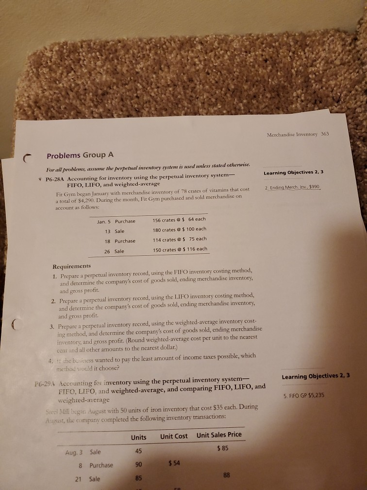 all r em WW The p a l inventory system is used