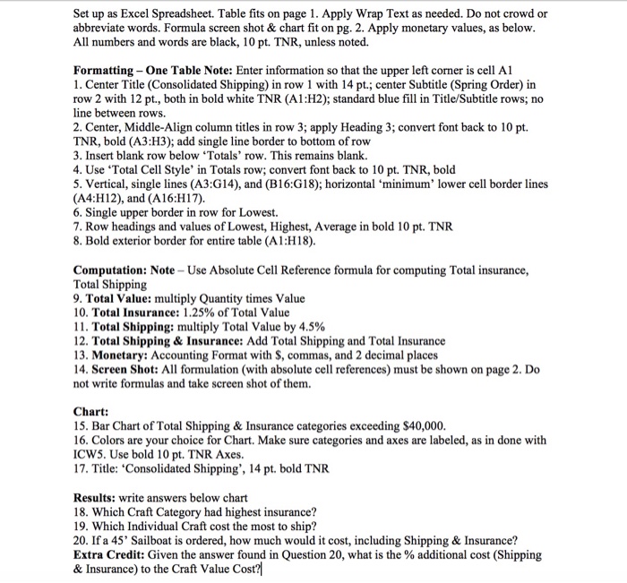  Set up as Excel Spreadsheet. Table fits on page 1. Apply