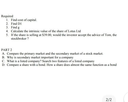 Question 1 PART 1 An investor, Bill, has decided to invest on