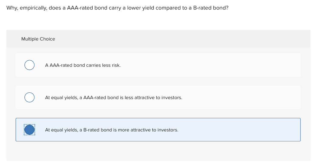 Why, empirically, does a AAA-rated bond carry a lower yield compared