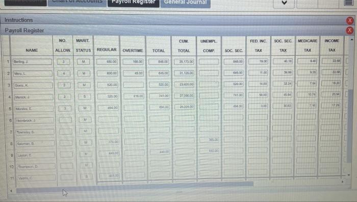 status, Information from time cards on hours worked each day, and the