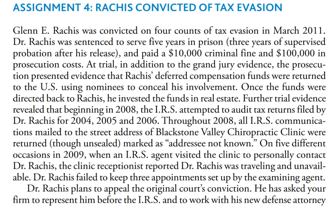 evasion charges. Finally, students learn that the individual has been convicted of