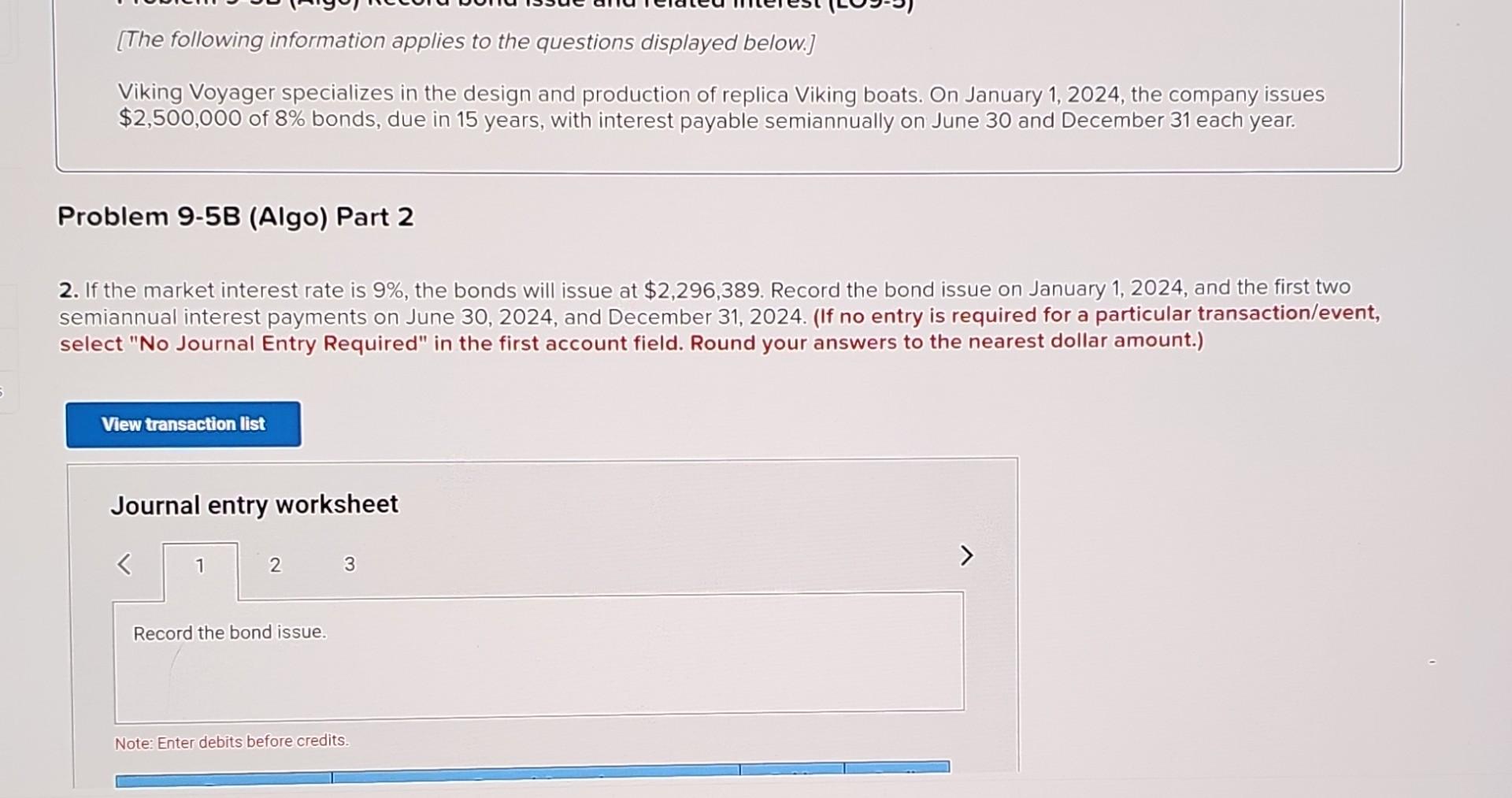 due on January 31, 2024. Problem 9-1B (Algo) Part 1 Required: 1.