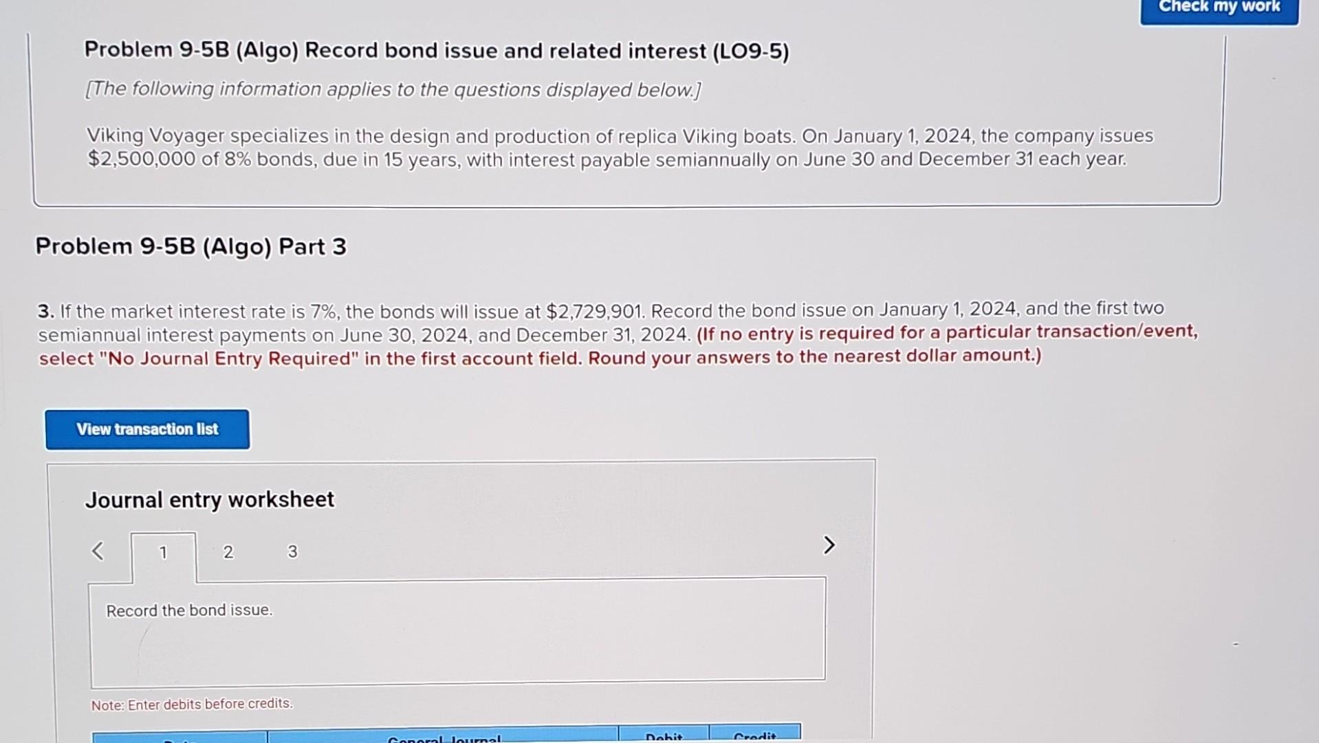 in the first account field.) Problem 9-1B (Algo) Record and analyze installment