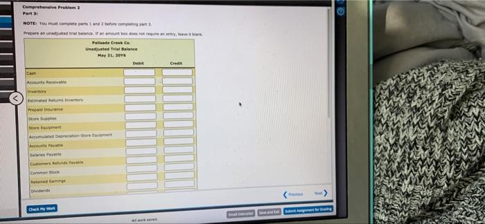  Comprehensive Problem Part NOTE YOU to before coming Prepare an understaunt