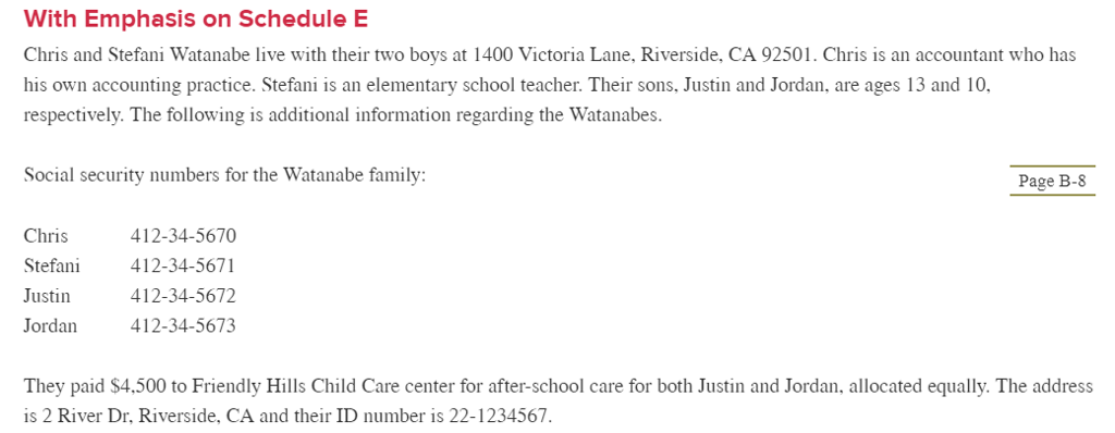 With Emphasis on Schedule E Chris and Stefani Watanabe live with