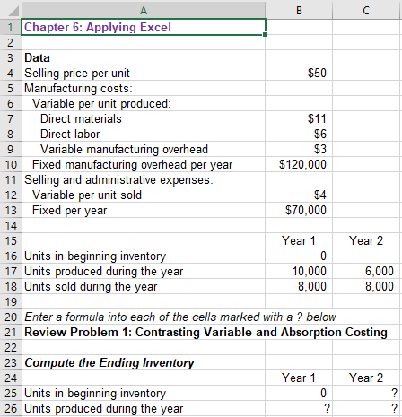 Where there is a ? mark, there needs to be a formula