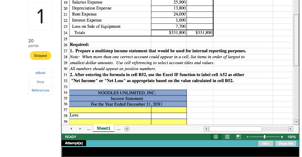 Saved Help Save & Exlt Submit Preparing a Multi-Step Income Statement using