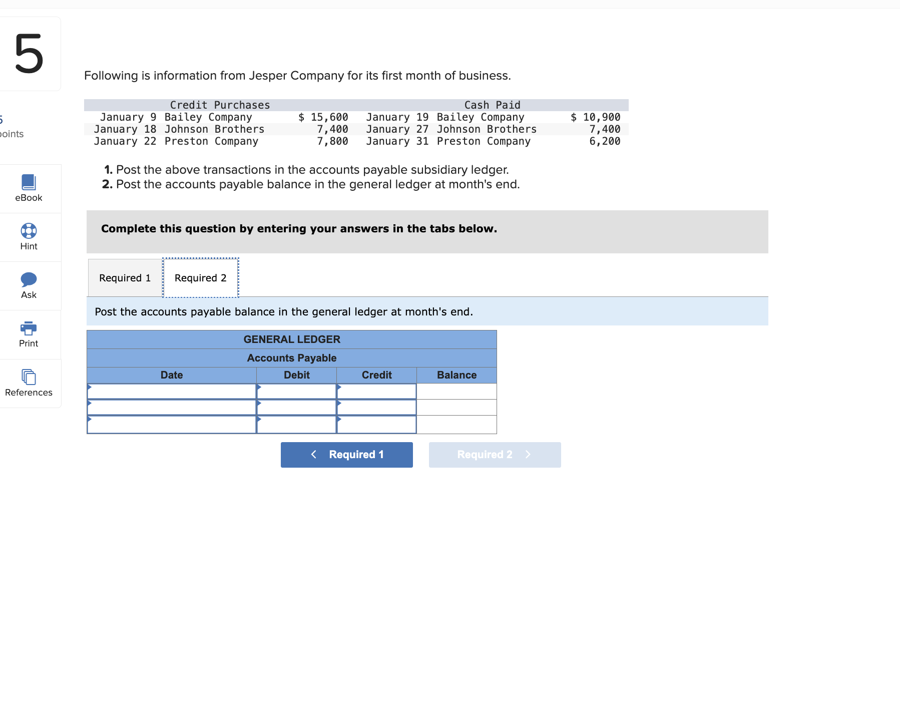 from Jesper Company for its first month of business. 1. Post the