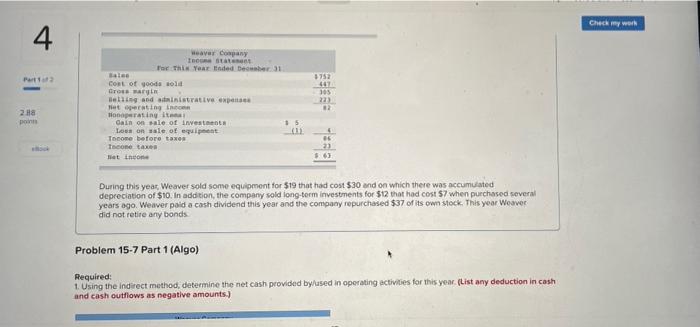 Cash Flows (LO15-1, LO15-2] [The following information applies to the questions displayed