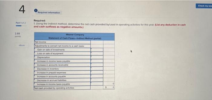 below.) Comparative financial statements for Weaver Company follow: Weaver Company Comparative Balance