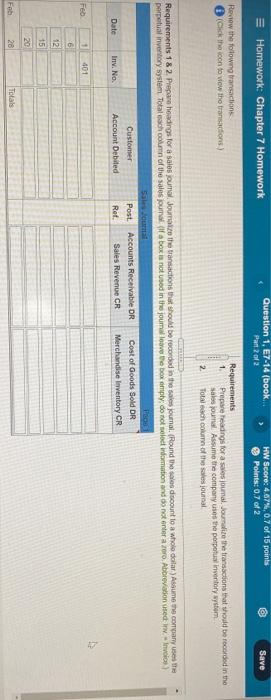  = Homework: Chapter 7 Homework Question 1, E7-14 (book Pan 2012