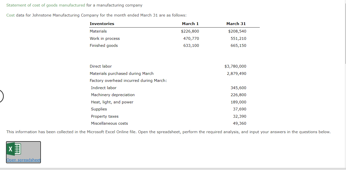 hi. i need help with this homework question pls. Statement of cost