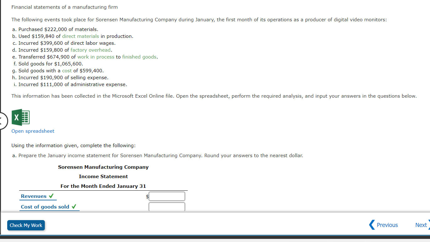 1 March 31 Materials Work in process Finished goods $226,800 470,770 633,100