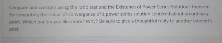 I need help comparing and contrasting the ratio test and the