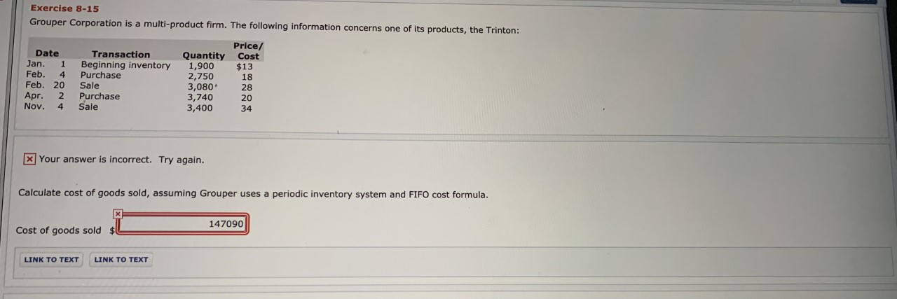 please help me to solve them, thanks Exercise 8-15 Grouper Corporation is