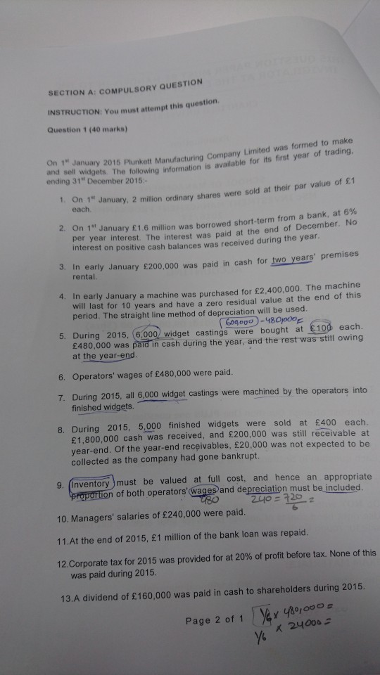 SECTION A: COMPULSORY QUESTION INSTRUCTION: You must attempt this question. Question