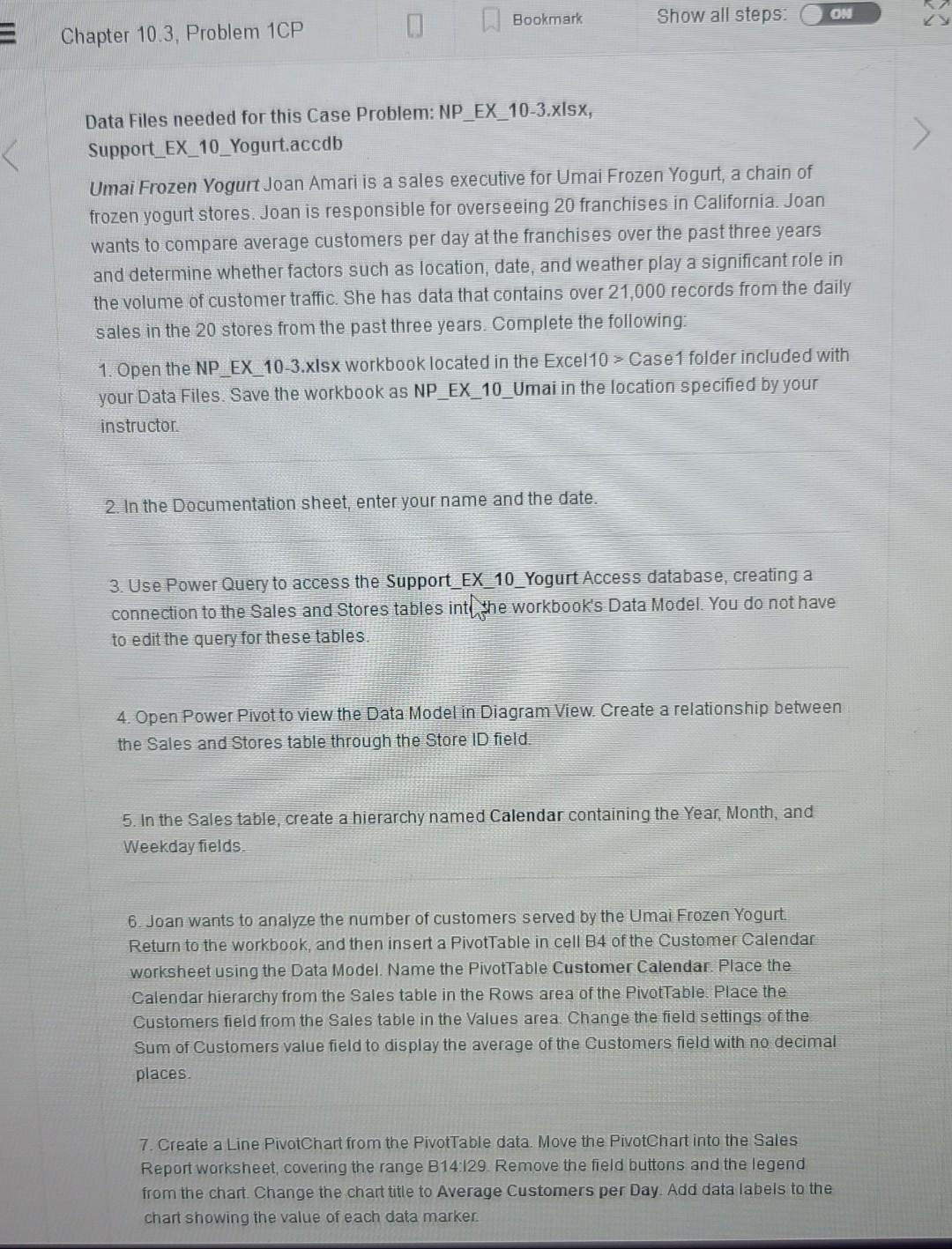  Bookmark Show all steps: ON Chapter 10.3. Problem 1CP Data Files