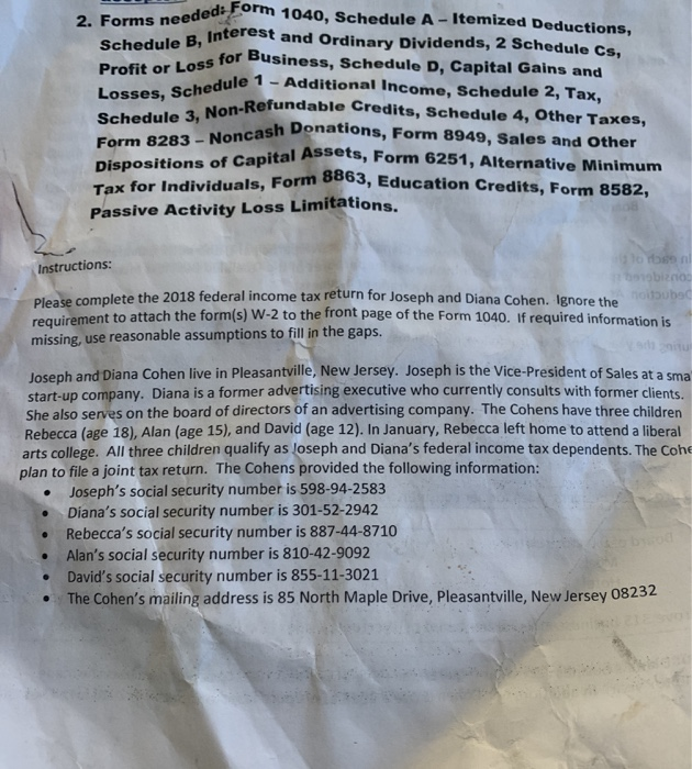  2. Forms needed som 1040, Schedule A. ded: Form 1040, Schedule