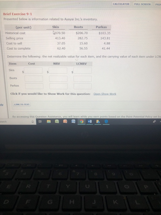  CALCULATOR FULL SCREEN PRIN Brief Exercise 9-1 Presented below is information