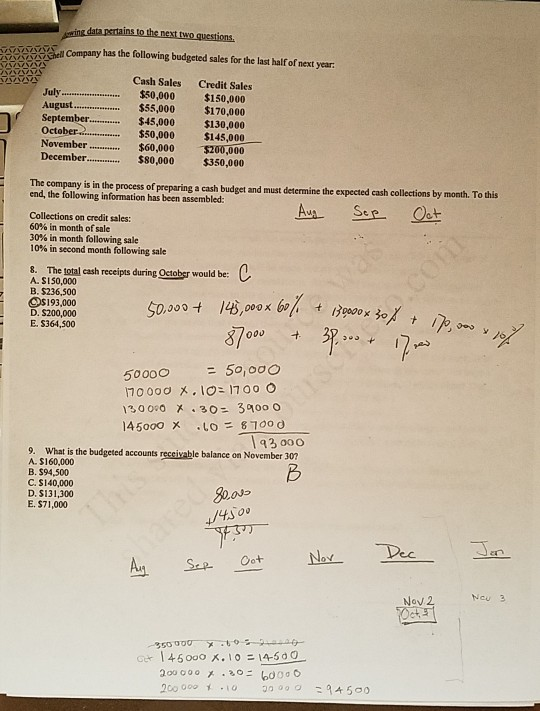 I need help solving question 9 not sure if answer is B.