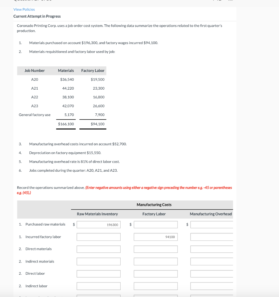 View Policies Current Attempt in Progress Coronado Printing Corp. uses a