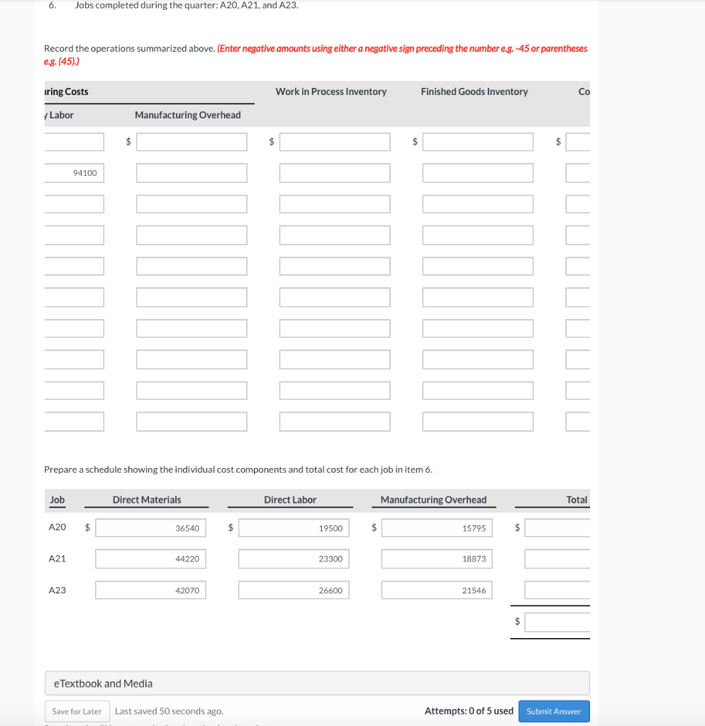 job order cost system. The following data summarize the operations related to