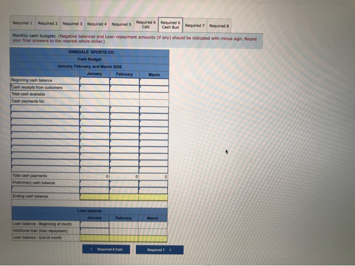 the management of Dimsdale Sports Co., a merchandising company, prepared the following