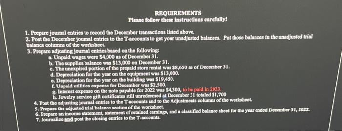 using the information provided finish the adjusting entries sheet then using the