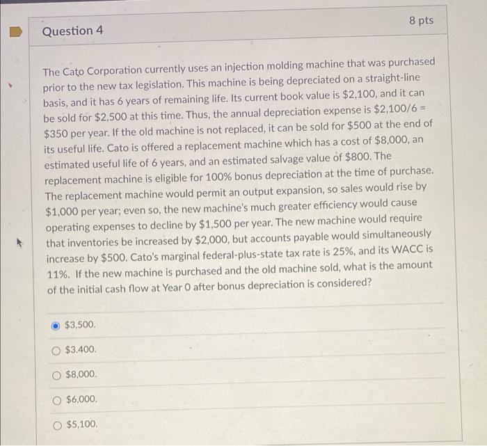 dont cut off answer 8 pts Question 4 The Cato Corporation currently