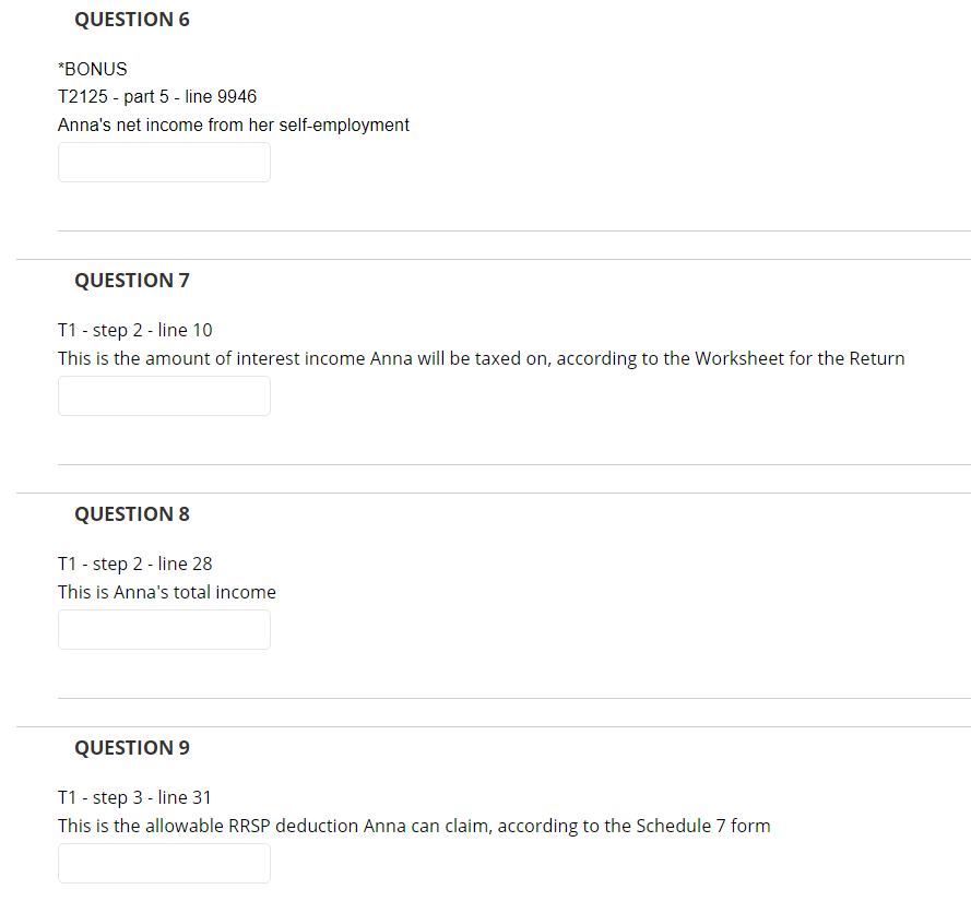 *BONUS T2125 - part 3B - line 3H - part 3C -