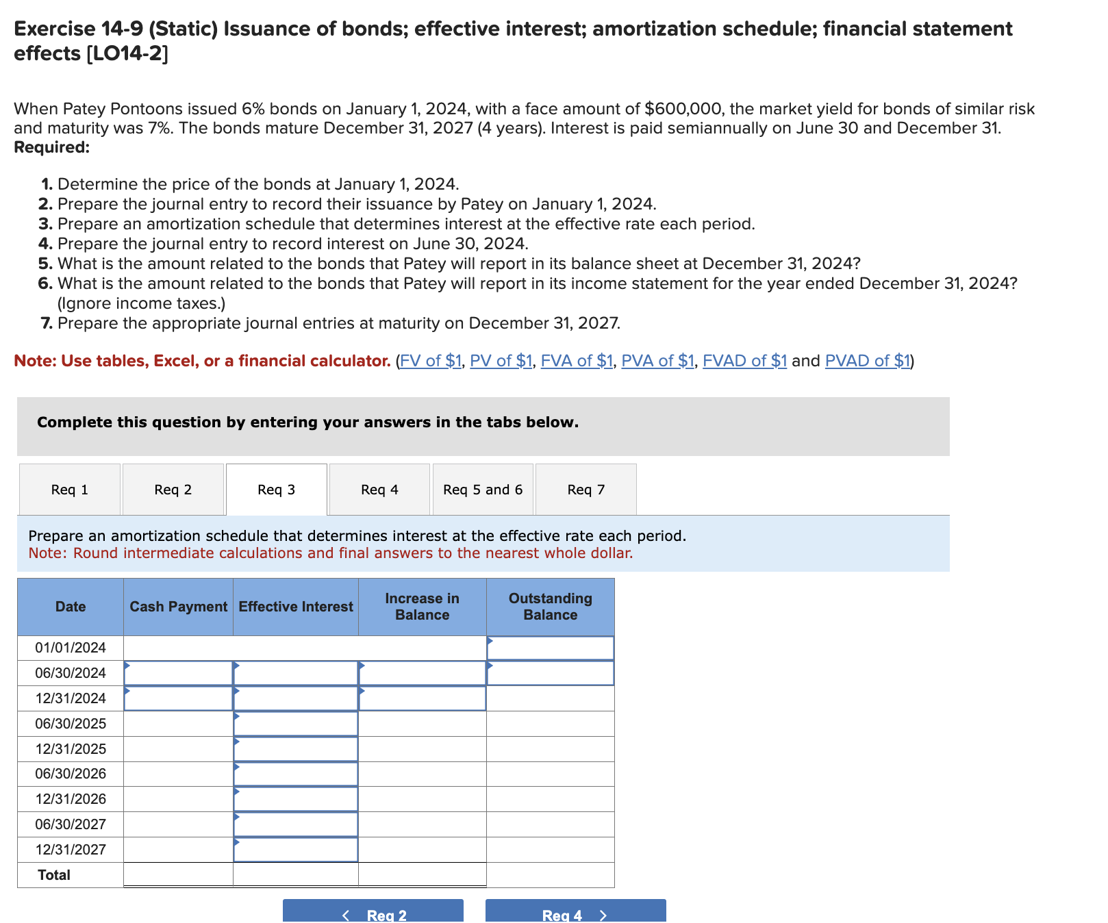  Exercise 14-9(Static) Issuance of bonds; effective interest; amortization schedule; financial statement