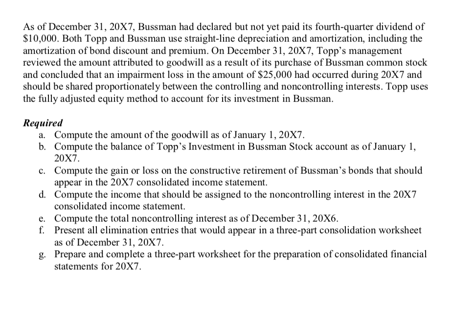 90 percent of Bussman Corporation's outstanding common stock on December 31, 20X5