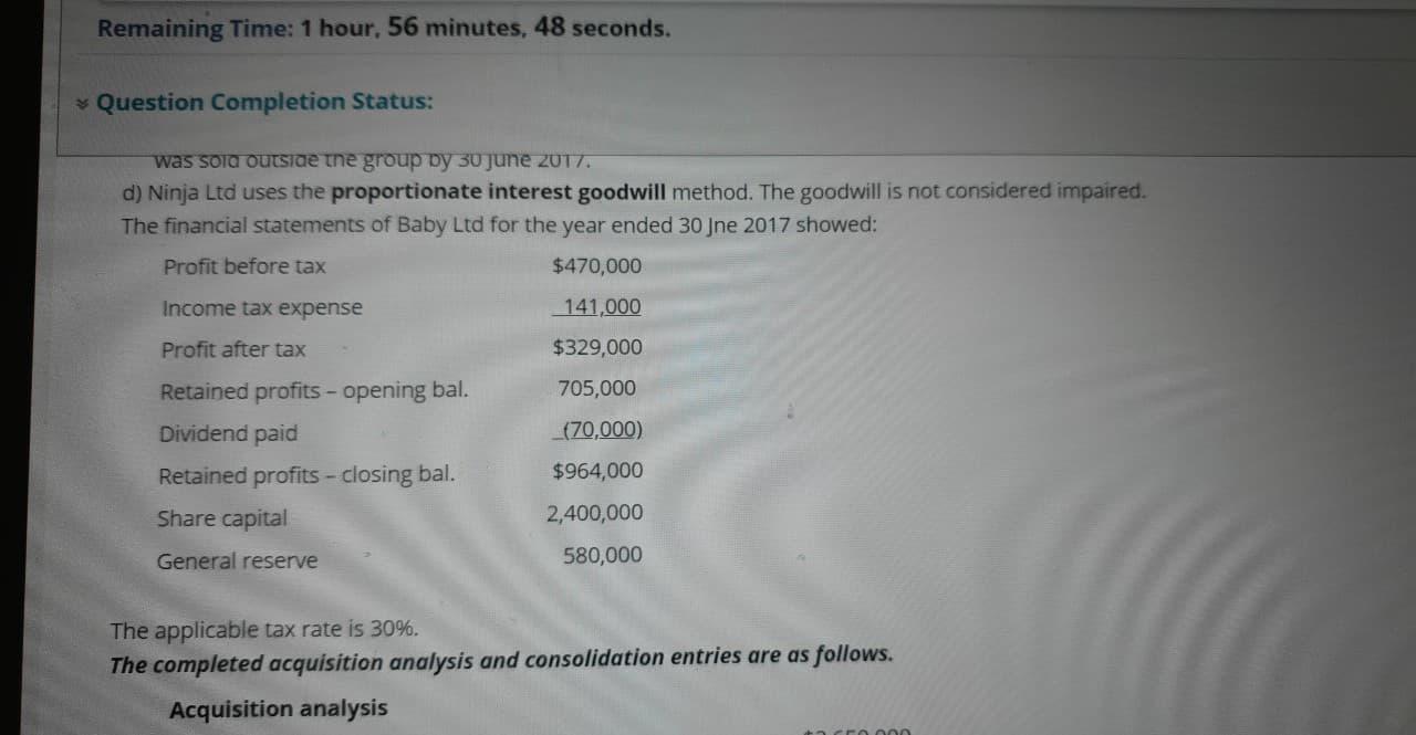 of the share capital of Baby Ltd for $2,650,000 paid in cash.