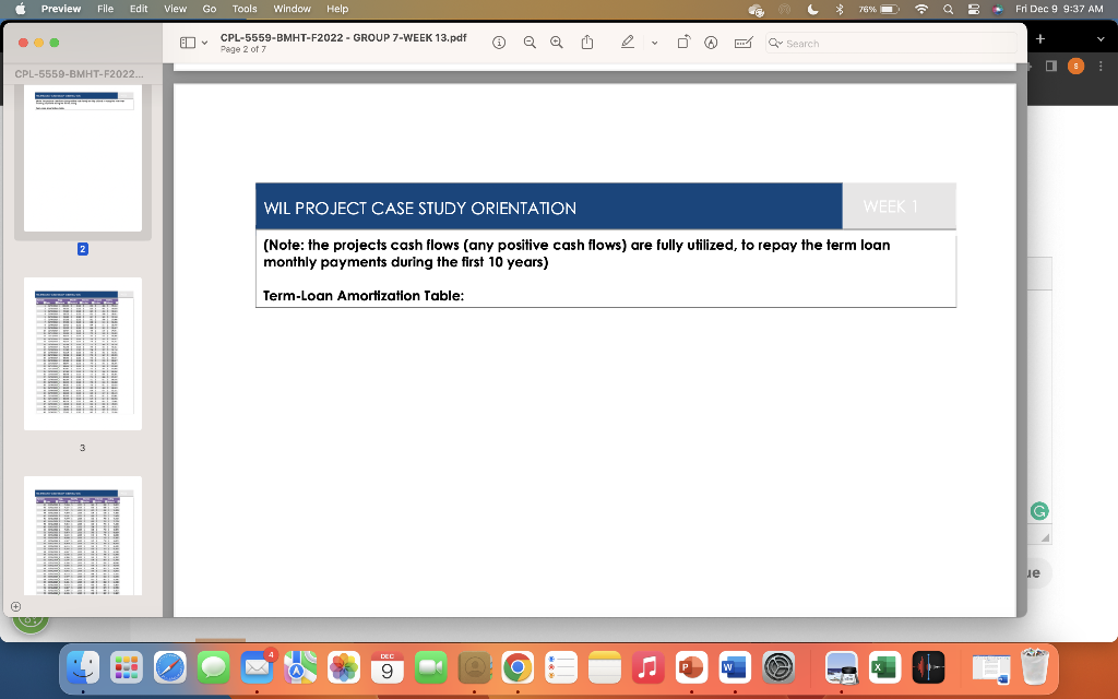 Term-Loan Amortization Table: 7 WILPRO.JECT CASE STUDY ORIENTATION 2 WIL PROJECT CASE
