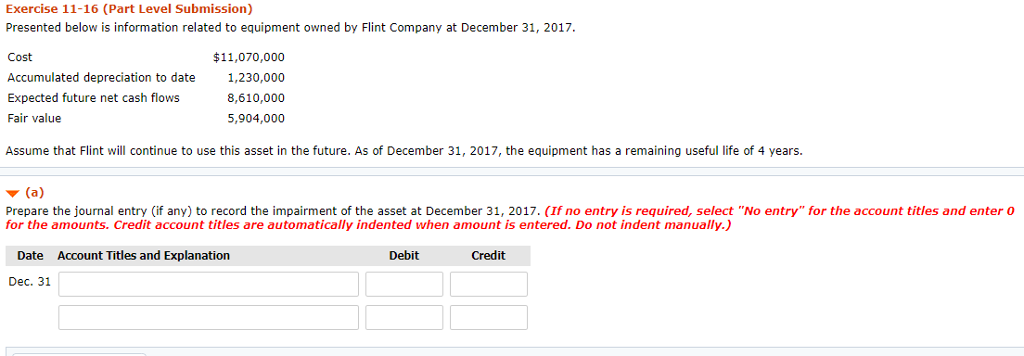  Exercise 11-16 (Part Level Submission) Presented below is information related to