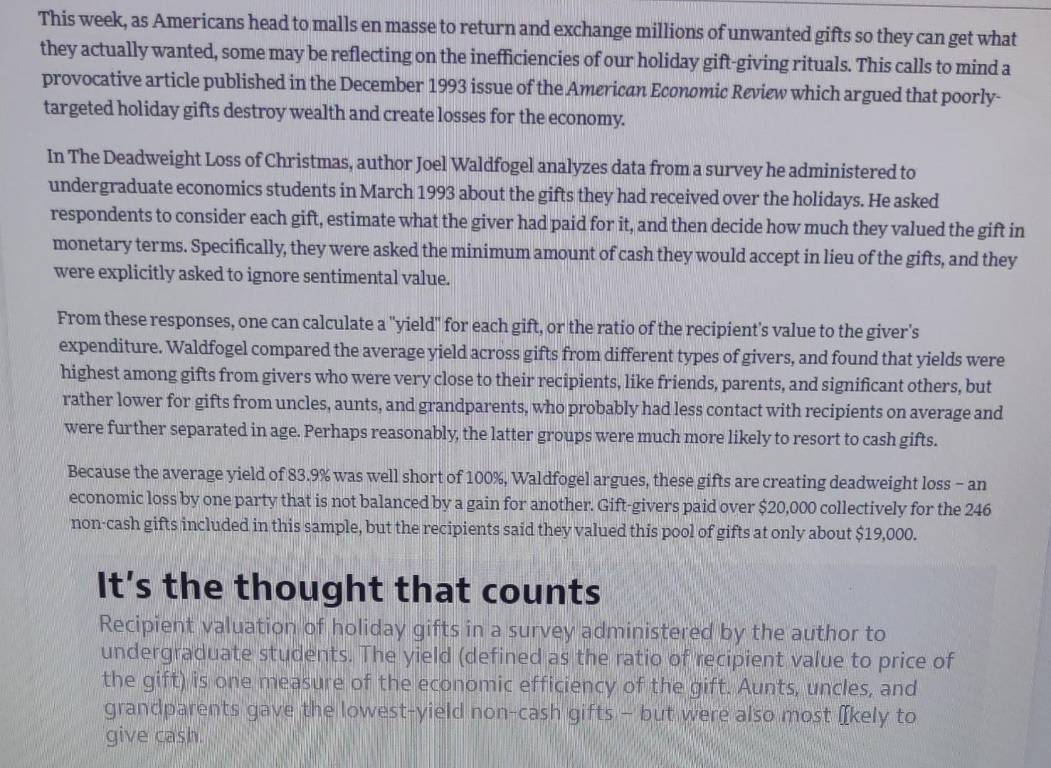 explain the finding of waldfogel 2- some students disagree with the findings:
